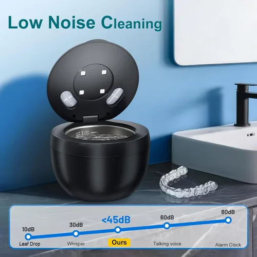 Vista 5 de Máquina Limpiadora Ultrasónica de Retenedores Hossili, Cápsula de Limpieza Ultrasónica de 200ML con 4 Modos, Temporizador Digital para Limpiador