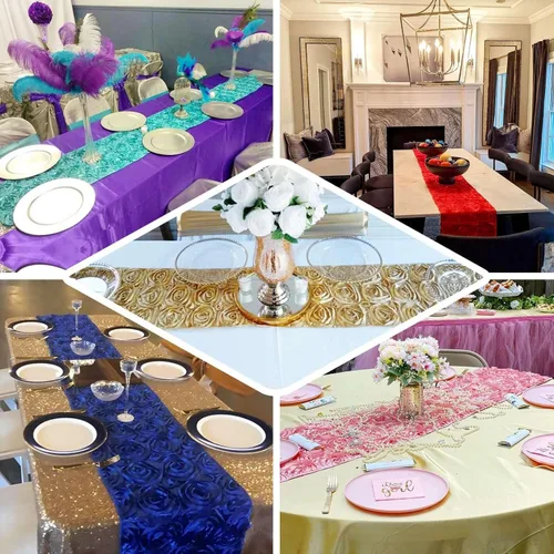 Vista 2 de Efavormart Wonderland Rosette Premium Corredores de mesa para bodas, fiestas, banquetes, decoración, aptos para mesas rectangulares y redondas
