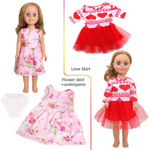 Vista 5 de MSYO 10 piezas de ropa de muñeca, ropa de muñeca de 18 pulgadas, ropa de muñeca de bebé, para muñecas de 16 a 18 pulgadas, vestidos florales