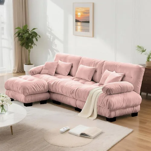 Vista 26 de SoarFlash Moderno sofá reclinable de terciopelo para sala de estar, sofá biplaza para apartamento, sofá de almacenamiento con marco de madera Azul