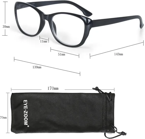 Vista 4 de Paquete de 3 lentes de lectura estilo ojo de gato, lectores de plástico con diseño de moda con bisagra de resorte para mujer
