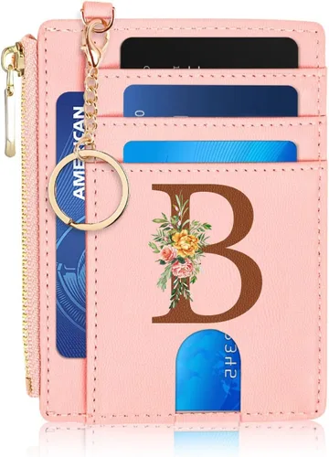 Vista 10 de Tarjetero para mujer minimalista y delgado con bolsillo frontal, bloqueo RFID, cartera compacta con ventana para identificación y bolsillo