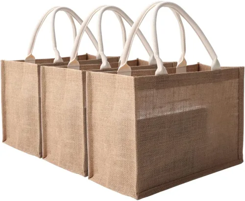 Vista 7 de Bolsas de yute de arpillera de 12.5 x 8.6 x 5.8 pulgadas [12 piezas] con 12 piezas de marrón