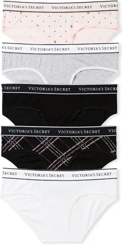 Vista 13 de Victoria's Secret Ropa interior hipster de algodón con logotipo para mujer, bragas de cobertura moderada para mujer, paquete múltiple (XS-XXL)