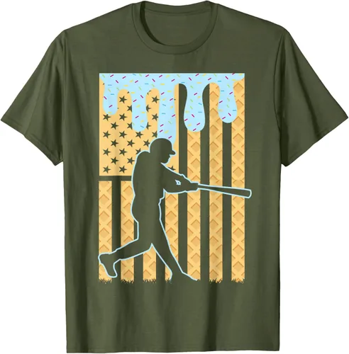 Vista 85 de Camiseta de béisbol Drip Boys Dripping Ice Cream Baseball American Flag, Negro -, Pequeña