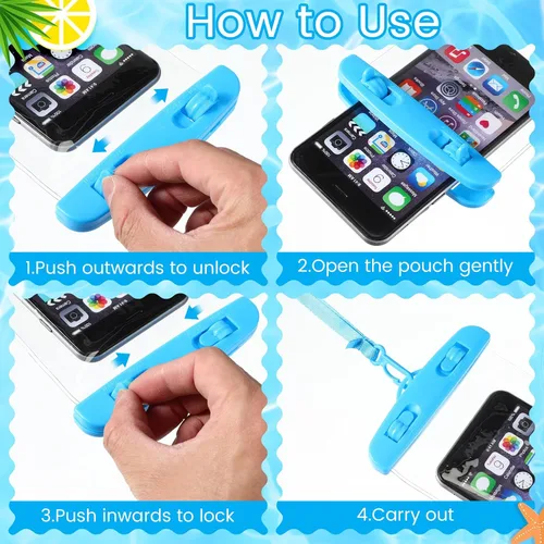 Vista 10 de Paquete de 40 bolsas universales transparentes impermeables para teléfono, coloridas