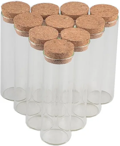 Vista 3 de Tubo de vidrio de 0.7 fl oz con corcho de madera, vial de vidrio transparente de 20 cc, frasco, botellas de tubo de corcho, 12