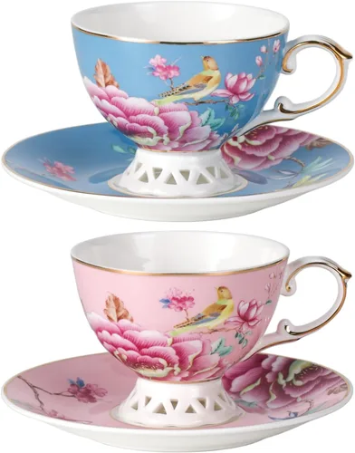 Vista 22 de KAMMAK Juego de 2 tazas de té y platillos, tazas de café de porcelana fina, tazas de café expreso apilables, demitasse de cerámica para café
