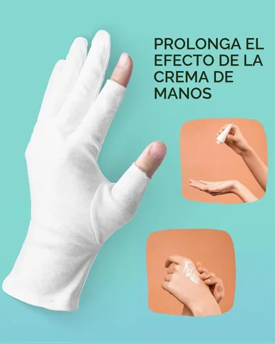 Vista 3 de 2 pares de guantes de noche de algodón blanco sin dedos para manos secas