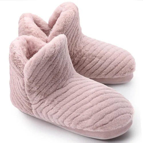 Vista 6 de HOMEHOT Pantuflas de invierno para mujer, cálidas, cómodas, suaves, forro de piel sintética, con forro polar