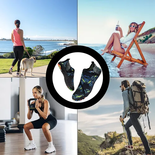 Vista 6 de Zapatos de agua para mujer y hombre, zapatos de natación, zapatos de yoga descalzos, zapatos de playa, calcetines acuáticos, zapatos de agua