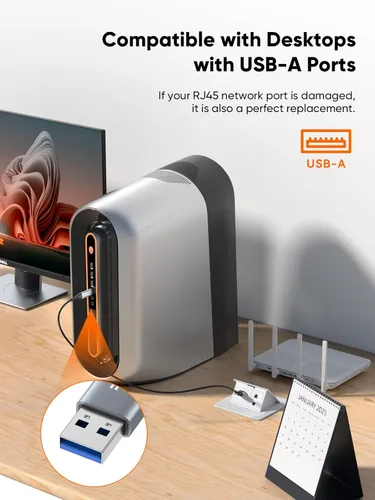 Vista 6 de CableCreation Cable USB a Ethernet de 3.3 pies, cable de red LAN de Internet USB a RJ45, Gigabit conectado directamente, compatible con laptop, PC