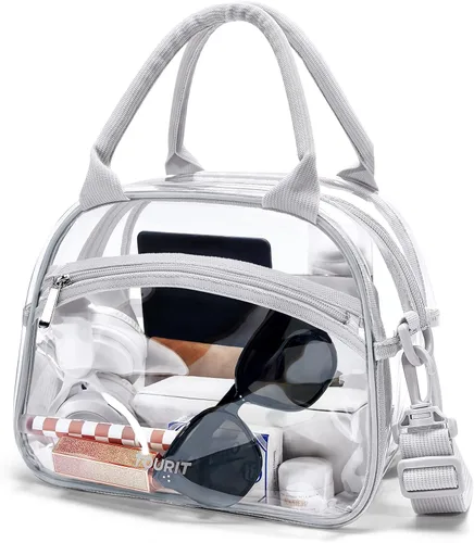 Vista 8 de TOURIT Bolsa de almuerzo transparente aprobada para estadios, bolsa transparente con correa ajustable, lonchera transparente para mujeres y hombres