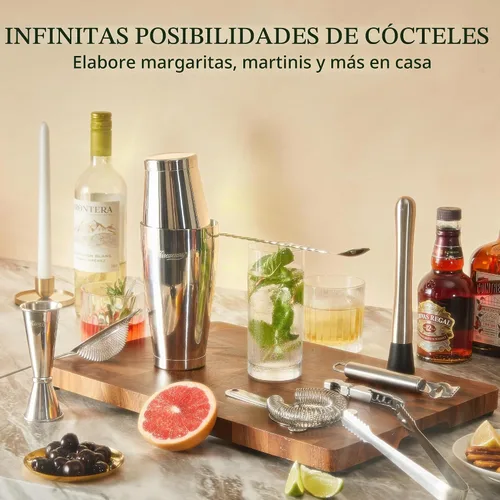 Vista 9 de KITESSENSU Boston Shaker Set Mixology Bartender Kit Kit de coctelera premium con soporte Accesorios profesionales para herramientas de bar