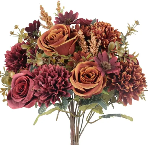 Vista 11 de 12 paquetes de flores de otoño artificiales, resistentes a los rayos UV 12