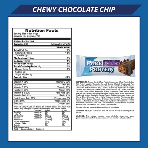 Vista 2 de Barras de proteína pura, chispas de chocolate masticable, chocolate de lujo, mantequilla de maní y chocolate, caja de 6-3 cajas, 1 caja de cada sabor