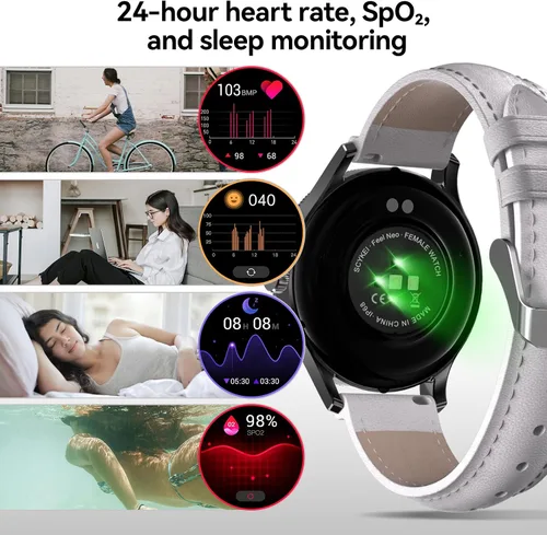 Vista 6 de Relojes inteligentes para mujer, rastreador de fitness HD de 1.27 pulgadas (respuesta/hacer llamadas), más de 120 modos deportivos con monitor