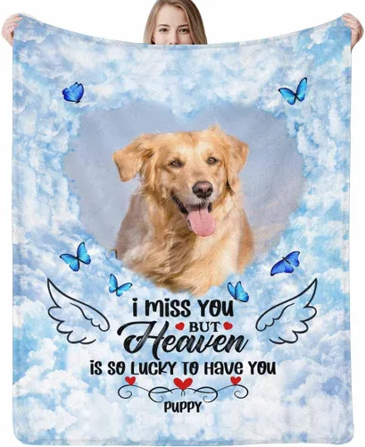 Vista 11 de Manta personalizada con imagen, mantas de memoria personalizadas para perros, hechas en Estados Unidos, imagen personalizada para pérdida de 1 Foto