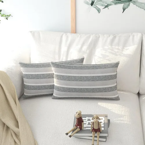 Vista 9 de Funda de almohada decorativa clásica retro a rayas, con cremallera oculta, de lino suave, moderna, estilo campestre, para sofá, dormitorio