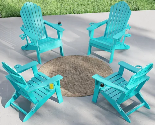 Vista 22 de Plawdlik Silla Adirondack plegable de gran tamaño mejorada 2026, silla para hoguera resistente de 380 libras con respaldo extra alto de 37.8
