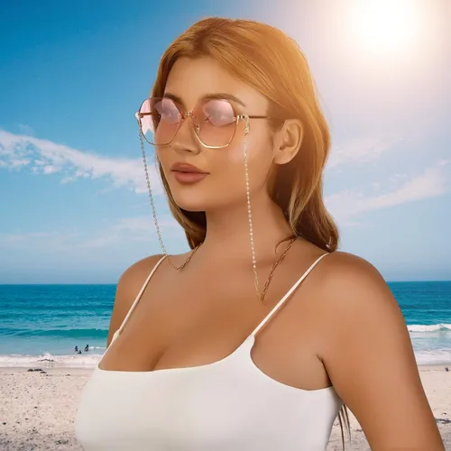 Vista 39 de AllenCOCO Cadena para gafas, correa para lentes de sol para mujer, cadena de oro de 14 quilates, soporte para lentes alrededor del cuello