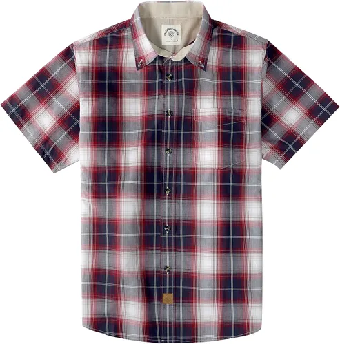 Vista 42 de Dubinik® Camisas de manga corta con botones para hombre, 100% algodón, a cuadros, camisas casuales con bolsillo