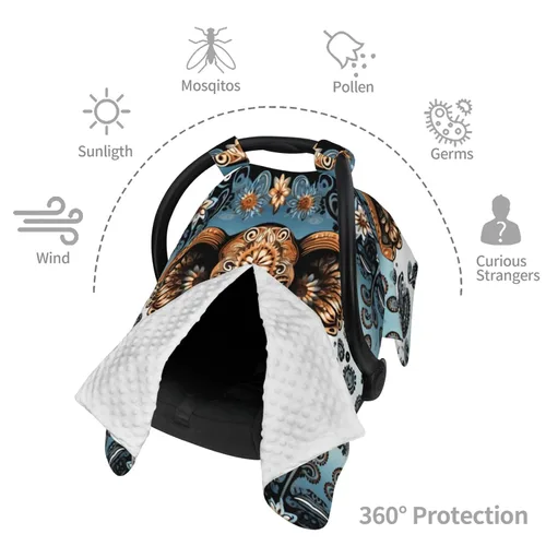 Vista 8 de Baby Car Seat Canopy Cover for Mom, Soft Breathable Nursing Breastfeeding Covers Multi Use Stroller Sun Shade Newborn Shower Gift，Elephant