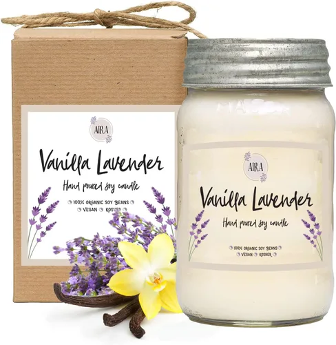 Vista 39 de Aira Velas de Soja - Orgánicas, Kosher, Veganas, en Frasco Mason con Mezclas de Aceites Esenciales de Grado Terapéutico - Cera de Vela de Soja 100%