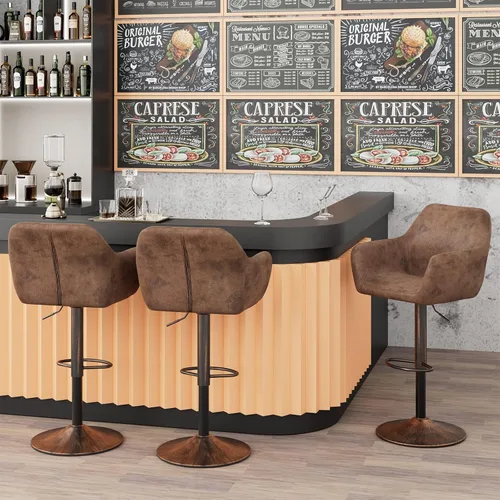 Vista 6 de Keyluv Juego de 2 taburetes de bar para encimera de cocina, taburetes de bar de altura giratoria ajustable de 29 pulgadas, sillas de bar de piel