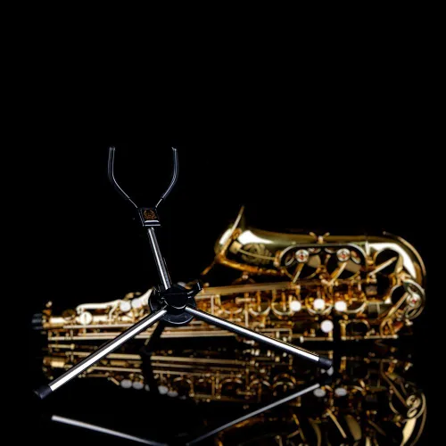 Vista 7 de RHYTHM Soporte plegable para saxofón alto de acero inoxidable, soporte para saxofón portátil, soporte ajustable Soporte para saxofón alto