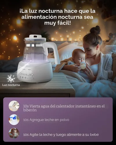Vista 4 de Calentador de biberones Comfyer, calentador de biberones para bebé con luz nocturna y ventilador de enfriamiento más rápido, calentador de agua