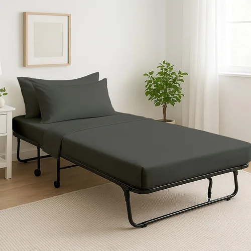 Vista 16 de Cottingon Juego de 4 sábanas para cama de campaña de 25"x75", 100% algodón egipcio, perfectas para camas plegables, individual estrecho, camping