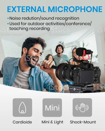 Vista 2 de Moukey MCM-1 - Micrófono para cámara réflex digital, cámara de vídeo externa con micrófono para teléfono, smartphone, Vlogging, Canon/Nikon/Sony