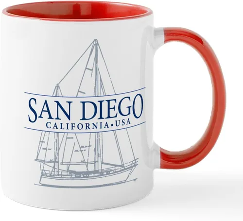 Vista 9 de CafePress I Love San Diego - Taza de café de cerámica (11.0 fl oz)
