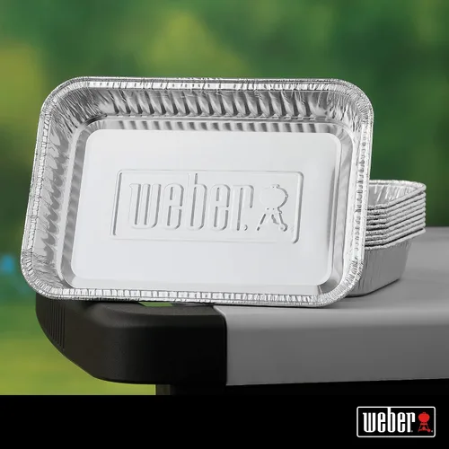 Vista 3 de Sartenes de goteo de aluminio Weber, compatibles con parrillas de gas Weber, pequeñas, juego de 10