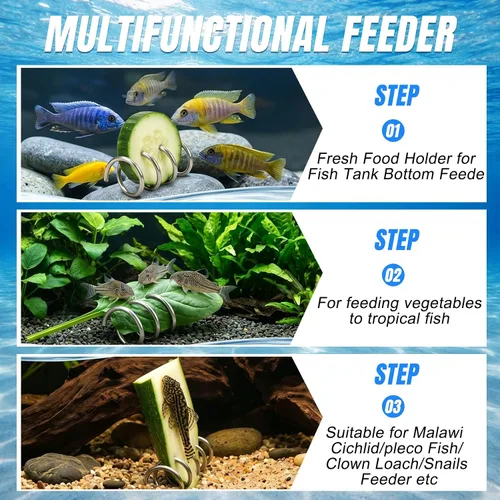 Vista 7 de Comedero de vegetales para pecera, acuario, para acuario, vegetariano, soporte para alimentos frescos para peces, cíclidos de Malawi, pez pleco