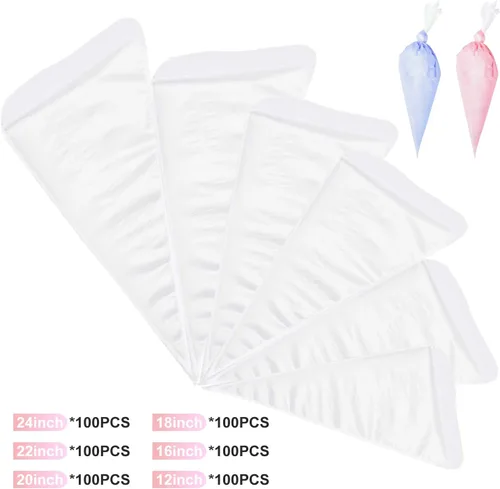 Vista 7 de Joyeee Bolsas de glaseado desechables, 100 bolsas de crema desechables de plástico, bolsa gruesa para pipa de glaseado para bricolaje, kit