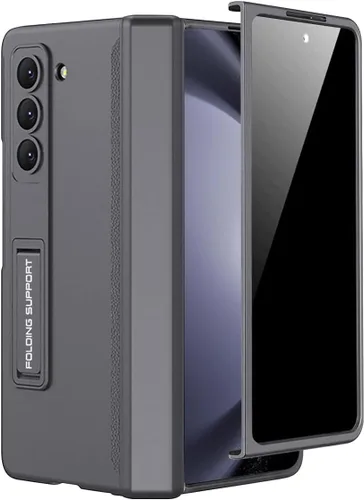 Vista 25 de Miimall Funda para Samsung Galaxy Z Fold 5 con protector de pantalla de privacidad, soporte ajustable integrado y protección magnética de bisagra