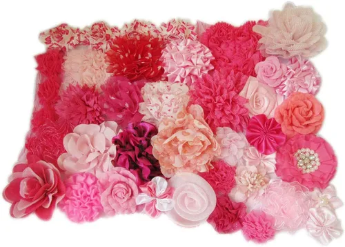 Vista 41 de YYCRAFT Paquete de 30 diademas de flores de gasa de 2 pulgadas, color rosa bebé