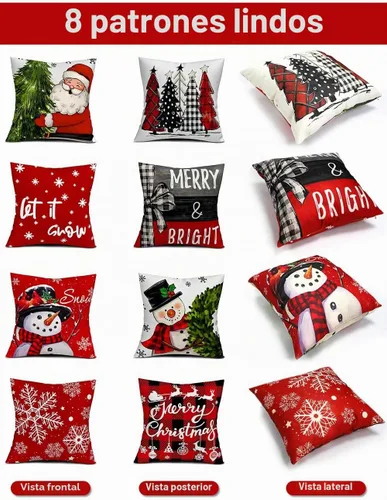 Vista 3 de multiwins - Fundas de almohada navideñas de 18 x 18 pulgadas, 4 piezas