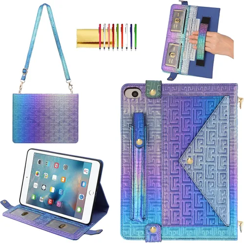 Vista 39 de Funda tipo bolso para iPad mini de 5ª/4ª/3ª/2ª/1ª generación de 7.9 pulgadas, Techcircle funda ligera tipo folio con soporte bandolera con billetera