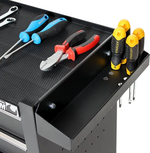 Vista 5 de Caja de herramientas resistente con carrito de acero rodante con puertas con cerradura (TZ12 Negro)