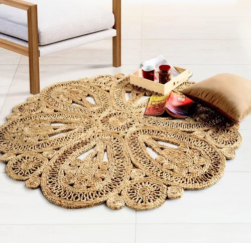 Vista 15 de GRUHUM Alfombra de Área de Yute Tejida a Mano de 3 pies de Fibra Natural Redonda Boho Rústica de Granja Vintage Suave Trenzada Reversible