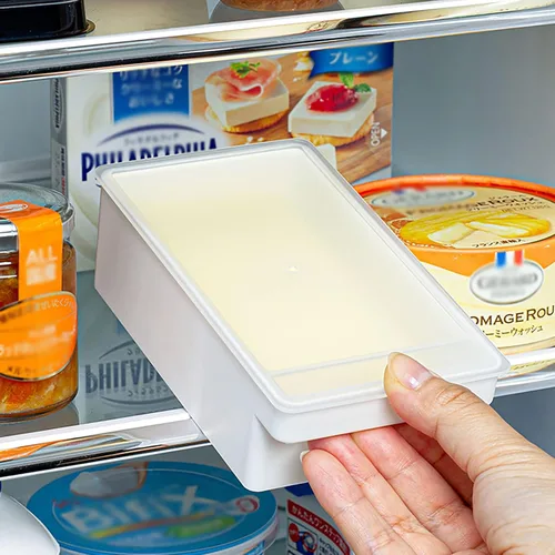 Vista 5 de Mantequillera con tapa, recipiente para mantequilla con cuchillo, platos de mantequilla de sellado de plástico para refrigerador