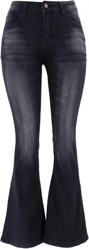 Vista 2 de ZOOJINFAR Pantalones de mezclilla elásticos de cintura alta para mujer, corte de bota, cintura alta, pierna ancha, pantalones de mezclilla holgados
