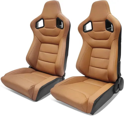 Vista 21 de IKON MOTORSPORTS, Asiento universal de carreras PU + cuero de carbono + gamuza, con deslizadores dobles, asiento deportivo reclinable negro