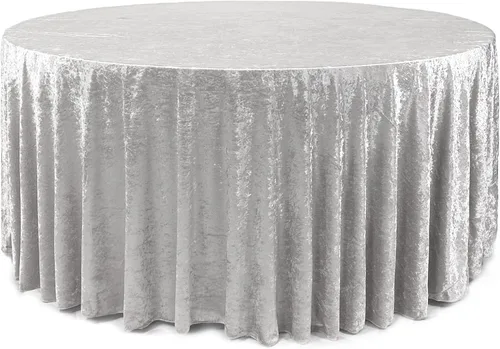 Vista 22 de YOUR CHAIR COVERS - Mantel redondo de terciopelo aplastado de 120 pulgadas para mesas redondas de 5 pies - Negro