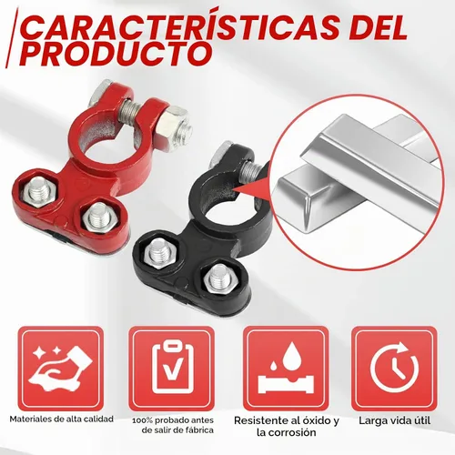 Vista 8 de Terminal de cable de la batería del coche, abrazaderas de conectores de poste superior con arandelas de fibra de fieltro anticorrosión, resistencia