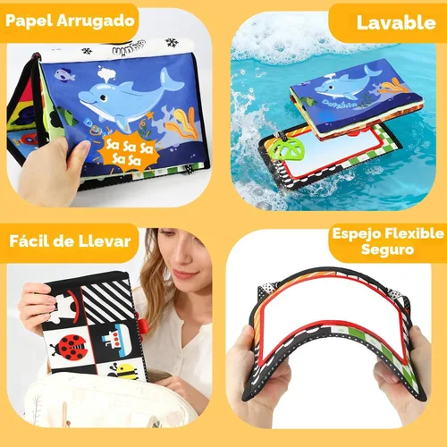 Vista 7 de BBWOO Tummy Time Mirror Toys, High Contrast Baby Toys for Newborn
