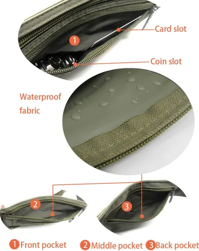 Vista 33 de Bolsa de cintura ultrafino con ranuras c/visualización para tarjeta de crédito, para deportes, aire libre, correr, caminar, viajes.